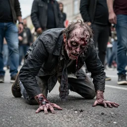 crawling zombie protestor