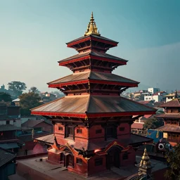 a landscape image of kathmandu in a style of cyberpunk, highly detailed, cinematic lighting, hyperrealistic, 4 k, digital art