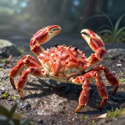 a cute crab, by makoto shinkai, greg rutkowski, artstation, high detailed, cgsociety,