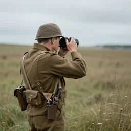 A Medic posing for a photograph, Second World War, Plains, 4k, highly detailed, HDR, photograph