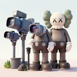 animated film festival, psychadelic cameras and projectors, in the style kaws, 3 d render