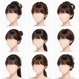 traditional female hairstyles, various colors, random models