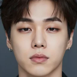 real person male idol jimin\'s face, Jimin\'s right eyelid has a scar which causes his right eye to appear swollen, Jimin\'s Grecian nose, Jimin\'s right eyelid swollen, Jimin\'s reversed egg shaped face, Jimin\'s small chin, Jimin\'s sweeping curvy eyelids, Jimin\'s real face, Jimin\'s wide cheekbones, jimins neutral canthal tilt, Jimin\'s plump lips, jimins thin eyebrows that follow his eye shape