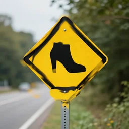 a road sign warning you that there are shoes ahead
