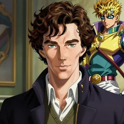 portrait of benedict cumberbatch as sherlock holmes by hirohiko araki, jojos bizarre adventure, stone ocean