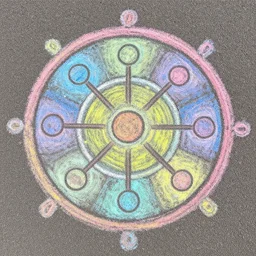 medicine wheel using pastel colors in chalk