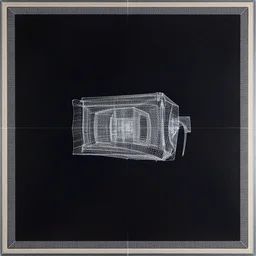 wireframe analysis of boards of canada, nostalgia film soft lighting album cover. no text, no watermark, detailed border