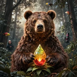 Smokey the bear on ayahuasca painting by aaron brooks, chris dyer, android jones, and alex grey