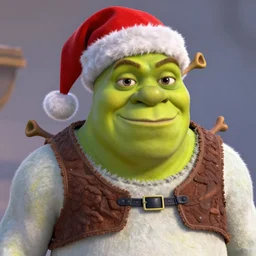 Shrek is Santa Claus wearing a Santa Claus hat, hyperdetailed, artstation, cgsociety, 8k