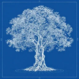 blueprint of a robotic tree