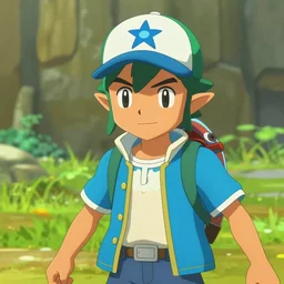 Film still of Ash Ketchum, from The Legend of Zelda: Breath of the Wild (2017 video game)