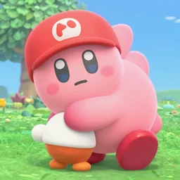 kirby hugging villager from animal crossing super smash bros