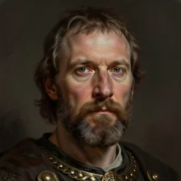 Portrait of a middle aged man with mutton chops, medieval, detailed face, fantasy, highly detailed, cinematic lighting, digital art painting by greg rutkowski