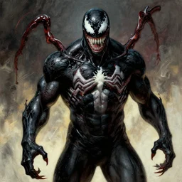 george washington infected by the venom symbiote. art by gaston bussiere.