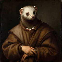 hybrid ermine - monk, by davinci, by michelangelo, renaissance oil painting