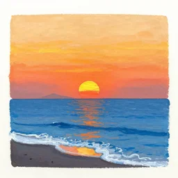 sketch of an ocean in ms paint, sunset, by jim'll paint it