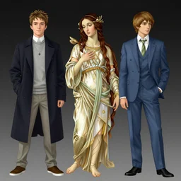 triad of 3 winter muses as december, january, and february, style mix of æon flux, shepard fairey, botticelli, ivan bilibin, and john singer sargent, pre - raphaelite, shoujo manga, harajuku fashion, dormant nature, snow, ice, stark colors, superfine inking, ethereal, 4 k photorealistic, arnold render