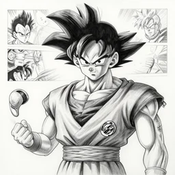 a very detailed pencil drawing of dragon ball z manga panel 4 k, high resolution, still, landscape, hd, dslr, hyper realistic, manga, beautiful