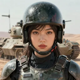 portrait of dieselpunk blackpink jisoo soldier girl, helmet, desert tank background, armored, highly detailed, digital painting, face detail, sharp focus, art, illustrations by loish and ayanamikodon and irakli nadar and rossdraws and wlop