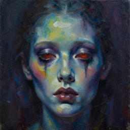 surreal spectral nightmare dream face memory amnesia impasto oil painting textured