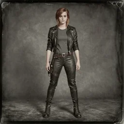 A daguerreotype photograph of Emma Watson in the style of league of legends character full body league of legends splash art