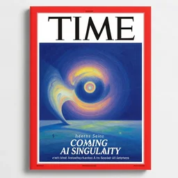 TIME magazine cover, the coming AI singularity, by Tadao Ando and George Seurat, 4k