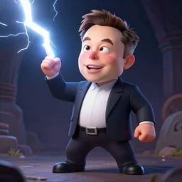 elon musk being struck by lightning. Cartoon. .RPG. Fantasy. Movie. n 2