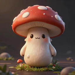 :  kawaii mushroom Character ,hyper detailed art station  parabolic lighting contest winners unrealengine trending on artstation,cinematic, hyper realism, high detail, octane render, 8k