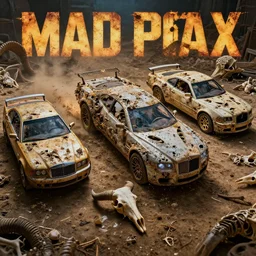 mad max cars made out of bones, horns and shells, cinematic lighting,