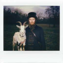 still of breaton monks looking like rasputin with a goat from movie stalker ( 1 9 7 9 ) by andrei tarkovsky, polaroid