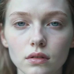 out of focus photorealistic closeup of mouth and eyes, pale woman by saul leiter, ( ( ( very blurry ) ) ), translucent white skin, foggy