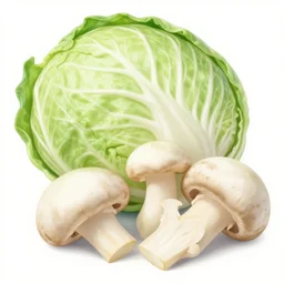 cabbage on mushrooms