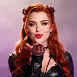 Portrait of Erin Heatherton as Poison Ivy smiling and making a kissing face, in Batman movie still cinematic, artstation, Greg rutkowski, UHD 8K