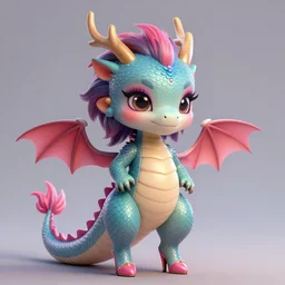 cute little dragon!! wearing makeup and high heels, highly detailed, artgerm, cushart krenz, artstation, soft light, sharp focus, illustration, character design, concept art