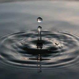 photo of water droplet symmetrical waves photorealistic!!!