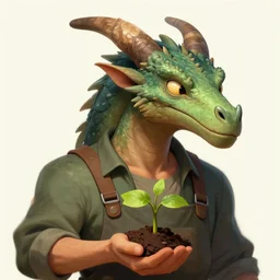 Tree Plant-Person Farmer.  D&D Character Dragon like Head Portrait, Digital Art, Detailed, Trending on Artstation
