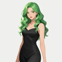 tatsumaki, a woman with wavy green hair and a black dress, concept art by rumiko takahashi, deviantart contest winner, superflat, official art, deviantart hd, dynamic pose