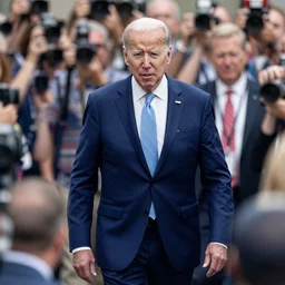 photo of joe biden walking confusedly through a crowd, 4 k, hdr