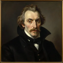 frontal portrait of an elegant centuries old vampire by pietro annigoni, oil on canvas, 1 8 9 5, musee d'orsay