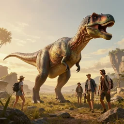 prehistoric time period with dinosaurs at golden hour, digital art by julie bell and artgerm and ross tran and angel ganev, highly detailed, trending on artstationhq
