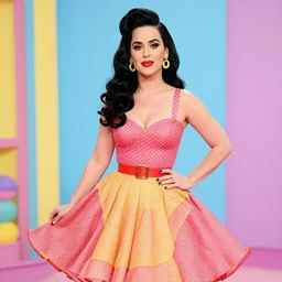katy perry pin up, award winning, 1 9 5 0 s, colorful, vibrant colors, aesthetics
