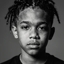the face of young juice wrld at 1 0 years old, black and white portrait by julia cameron, chiaroscuro lighting, shallow depth of field, 8 0 mm, f 1. 8
