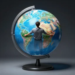 matrix globe surrounding man