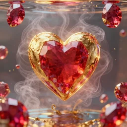 vivid conceptual dream of resonating kindness, gold, ruby, glass, water, vaporwave, HDR, octane render, 8k, 4k