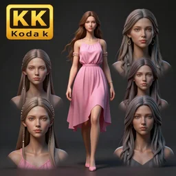girl with long hair and pink dress, portraits, posed, full body, instagram photo, kodak, portra, by wlop, ilya kuvshinov, krenz, cushart, pixiv, zbrush sculpt, octane render, houdini, vfx, cinematic atmosphere, 8 k, 4 k 6 0 fps, unreal engine 5, ultra detailed, ultra realistic