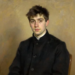 Medium shot of a typical character in the style of john singer sargent