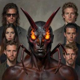 portrait of the god of hornets, dark skin. eyes on fire. realistic, symmetrical face. art by bowater charlie, mark brooks, julie bell, arian mark, tony sandoval