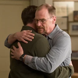 Walter White embracing Jesse Pinkman comfortingly in the final episode, screenshot 4k