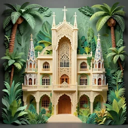 building, jungle!!!!!!!!!, kirigami, dichromatism, paradox, volumetric light, insanely detailed and intricate, hypermaximalist, elegant, ornate, hyper realistic, super detailed, by remedios varo uranga