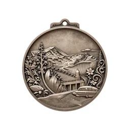 wrought iron medal, photorealistic, isolated on a pure white background, centered, entire object in frame, sharp focus, soft studio lighting